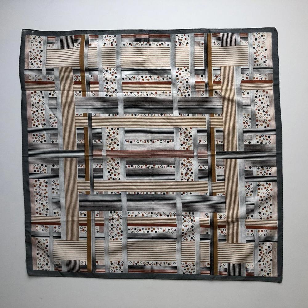 Vintage Geometric Pattern Cotton Scarf - Mod Minimalist Handkerchief Gift
